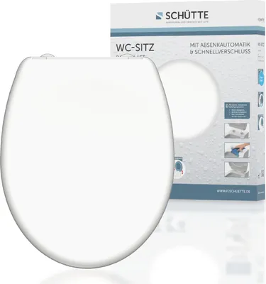 Obrázok produktu pre SCHÜTTE Duroplast WC sedadlo BIELE, WC sedadlo s mäkkým zatváraním a rýchloupínaním