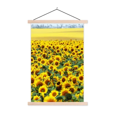Produktbild von MuchoWow® Textilposter Sonnenblume - Blumen - Natur 60x90 cm mit holzfarbenen Rahmen - Textil