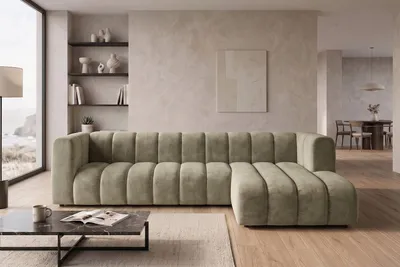 Produktbild von Kaiser Möbel Modulares Ecksofa in L-Form, Velvet-Stoff Riviera, Beige, Rechts, GRAND 318 cm