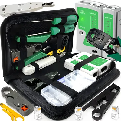 Produktbild von Netzwerk Werkzeug Set Etui LAN Kabel Tester RJ45 RJ1 Kabeltester Kit Auflegewerkzeug Patchkabel Reparaturwerkzeuge Haushalt Computer DSL 9in1 Retoo