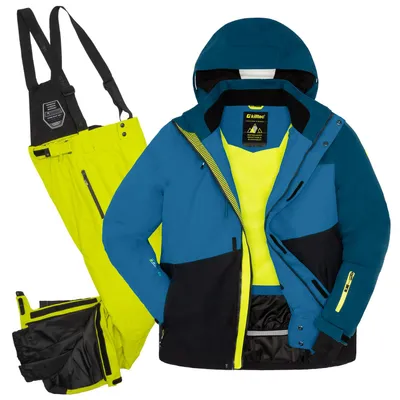 Produktbild von Skianzug Herren Skijacke petrol + Skihose hellgrün Gr. S - S | dunkelpetrol/limette