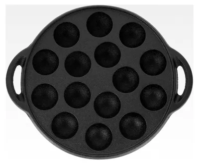 Produktbild von Schwarze Gusseiserne Schneckenpfanne mit 15 Löchern für Fleischbällchen, Hitzebeständiges Kochgeschirr für Induktion und Camping