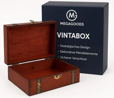Produktbild von Holz Schmuckbox Vintage Schatztruhe Aufbewahrung Geschenk DE.