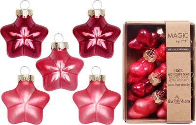 Produktbild von Christbaumschmuck Sterne 4cm Glas 8 Stück - Gentle Pink