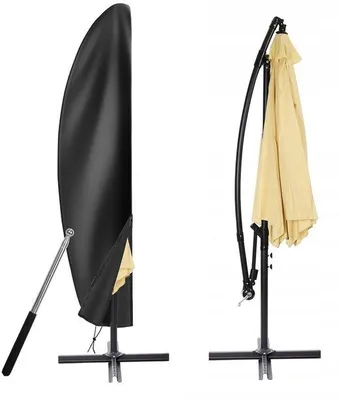 Produktbild von Unyqoos® Wasserdichte Schutzhülle für Sonnenschirme 2–4 m Ø, 420D Oxford mit PolyurethanBeschichtung, Reißverschluss, Zugkordel & Teleskopstange