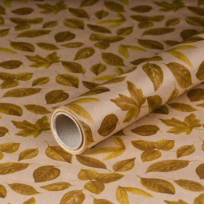 Produktbild von Geschenkpapier Herbstblätter, Braun, 0,70 x 10 m, Kraftpapier - Geburtstag