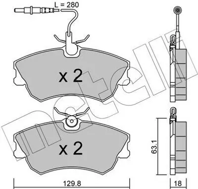 Produktbild von METELLI Bremsbeläge Satz Vorne Bremsklötze für RENAULT ESPACE III (JE0) 22-0222-0