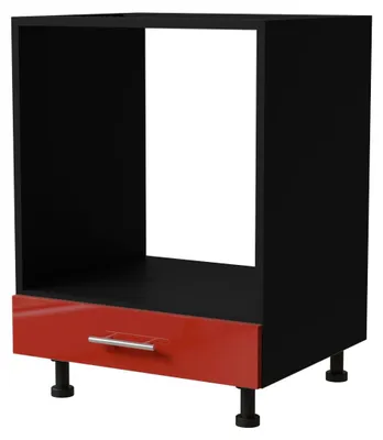 Productafbeelding van Herdumbauschrank BRERRA 60x82cm, gelakt, kleur naar keuze, model BR-D11K/60, RAL 3002 karmijnrood, hoogglans, zwart