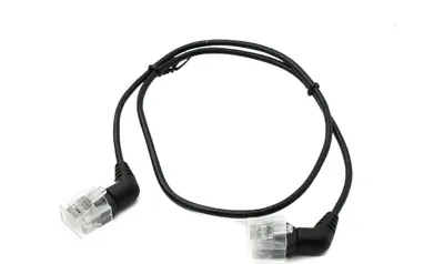 Produktbild von LAN Kabel 50 cm 8P8C RJ45 Stecker zu Stecker Winkel in Schwarz | System-S
