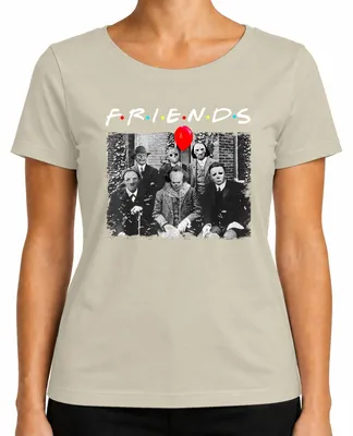 Immagine prodotto di Horror Friends Parody Halloween Masks Pennywise Jason Michael Ladies T-Shirt, Nature, S