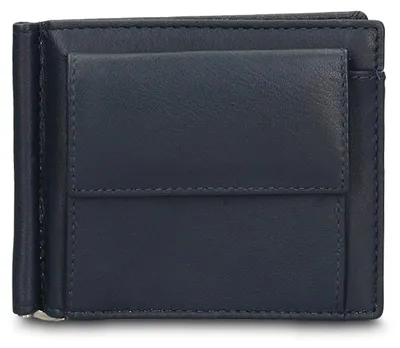Productafbeelding van Herenportemonnee, echt leer, zwart, compact (11x9 cm), met pasjeshouder en muntvak
