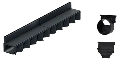 Produktbild von 1m ACO Hexaline 2.0 Entwässerungsrinne Schlitzaufsatz Kunststoff Ablauf horizontal Bodenrinne Terrassenrinne