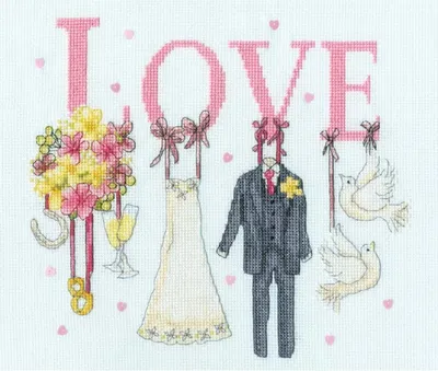 Produktbild von Bothy Threads Kreuzstich Stickpackung "Es muss Liebe sein", Zählmuster, XKTB16, 26x22cm