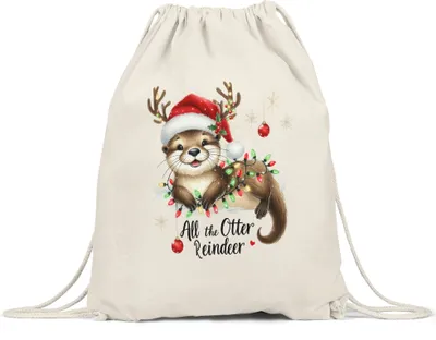 Produktbild von All the Otter Reindeer Lustiges Ottermotiv Turnbeutel Geschenkidee witziges Design Weihnachten