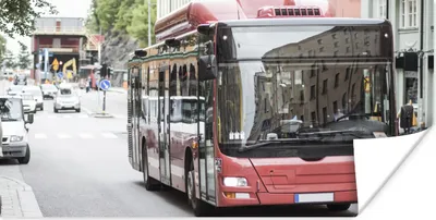 Produktbild von MuchoWow® Poster Frontansicht eines roten Busses 150x75 cm - ohne Rahmen