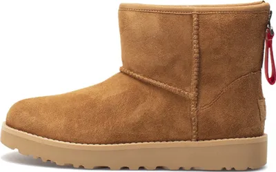 Side view of a single brown UGG boot.