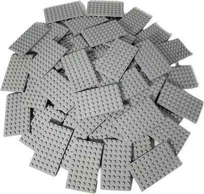 A pile of grey LEGO plates.