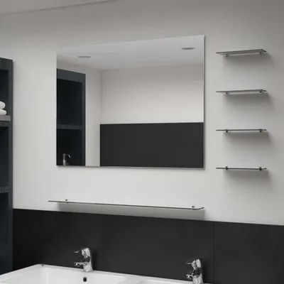 Obrázek produktu pro The Living Store Nástěnné zrcadlo s 5 policemi stříbrné 80×60 cm