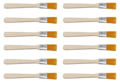 Produktbild von Flachpinsel Set, 12 Stück, 13,2 cm Länge, 1,6 cm Breite, Holzgriff mit Nylonborsten, für Malerei und Handwerk
