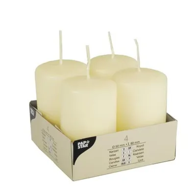 Produktbild von 24 Stumpenkerzen Ø 50 mm · 80 mm elfenbein creme