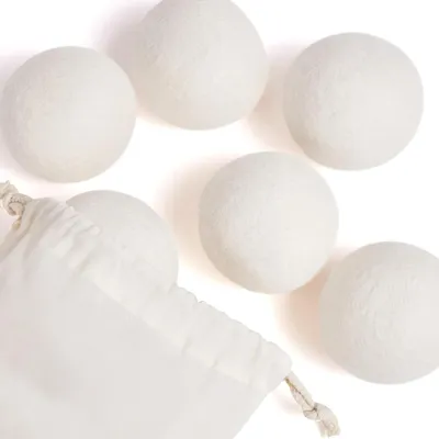 Produktbild von Woll-Trocknerbälle – Weichspüler – Wiederverwendbar – Reduziert Falten, 6er-Set, gemustert, 8 cm