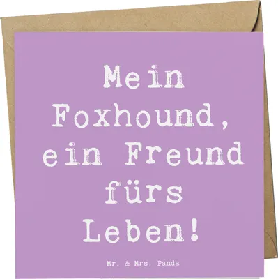 Produktbild von Mr. & Mrs. Panda Grußkarte Spruch Foxhound Freund - Lavendeltraum - Geschenk, Jagdhund, anlasskarte, Hunderasse, Hunderassen Pflege, Charakter, faltkarte, Bewegung, Liebe