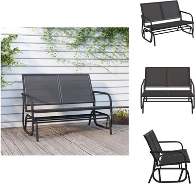 Immagine prodotto di vidaXL Panchina per altalena da giardino nera 120,5x76x86,5 cm in tessuto e acciaio - Hollywood Swings