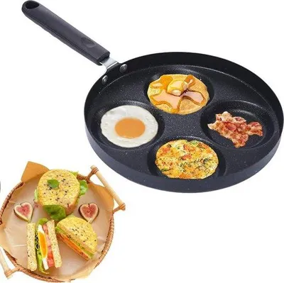 Image de Poêle à œufs au plat antiadhésive pour cuisinières à induction et à gaz - Noir
