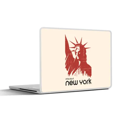 Produktbild von MuchoWow® Laptop Aufkleber Sticker Cover New York - Rot - Freiheitsstatue 30x21 cm - Sticker für Laptop - Selbstklebend