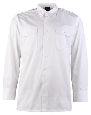 Produktbild von Mil-Tec Diensthemd Langarm, klassisches Uniformhemd, robustes Twill-Gewebe, weiß