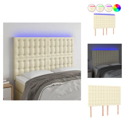 Produktbild von vidaXL LED Kopfteil Creme 144x5x118/128 cm Kunstleder -  Kopf- & Fußenden