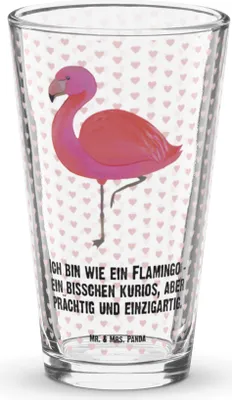 Produktbild von Mr. & Mrs. Panda Glas Flamingo Classic - Transparent - Geschenk, Trinkglas, Spruch, Geschwister, Bierglas, Rosa, Tumbler, Sohn, Prächtig, Ich, Pint, Cocktailglas