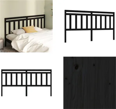 Produktbild von vidaXL Kopfteil Schwarz 186x4x100 cm Massivholz Kiefer - Bettkopfteil - Bettkopfteile - Kopfteil - Holzkopfteil