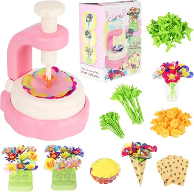Productafbeelding van Bloemen Maken voor Kinderen, Stoffen Boeketten Maken voor Meisjes Van 5-12 Jaar, Bloemen Creatieset Met Bloemenmachine, DIY Bloementuin Speelgoed