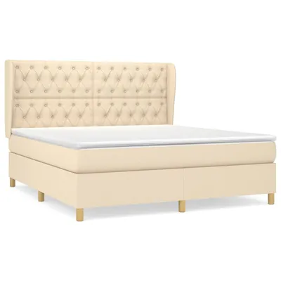 Produktbild von vidaXL Boxspringbett mit Matratze Creme 160x200 cm Stoff