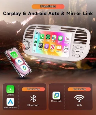Zdjęcie produktu dla Radio samochodowe Android 4G+128G do samochodów z roczników 2007-2015, wyposażone w bezprzewodowe CarPlay i Android Auto, 7-calowy ekran dotykowy, nawigację GPS, Wi-Fi, MirrorLink, Bluetooth, tuner FM/RDS, korektor dźwięku, port USB oraz sterowanie z kierownicy