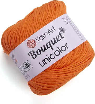 Produktbild von Yarnart Bouquet Unicolor 3215 Intensives Orangegarn, 200m, 100g, 100% Baumwolle, ideal für Sommerprojekte