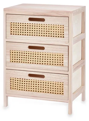 Produktbild von Schmale Kommode mit 3 Schubladen, Wiener Geflecht, 29 x 40 x 58 cm