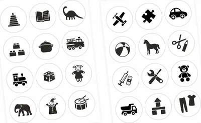 Produktbild von Möbelaufkleber Ordnungssticker für Spielzeug SCHWARZ/ WEISS