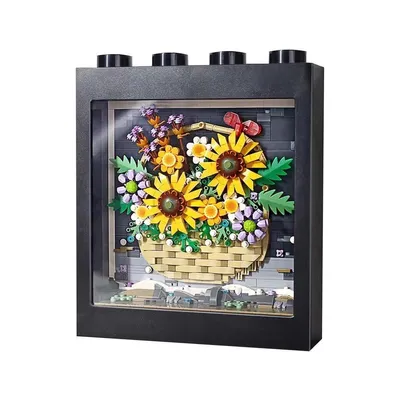 Produktbild von 3D Bilderrahmen Sonnenblumenkorb mit Mini Bausteinen, 1066 Teile