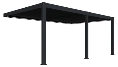 Immagine prodotto di Pergola elettrica da parete Weide E-Deluxe Plus, interamente in alluminio, 4x6 m, con tetto a lamelle color antracite