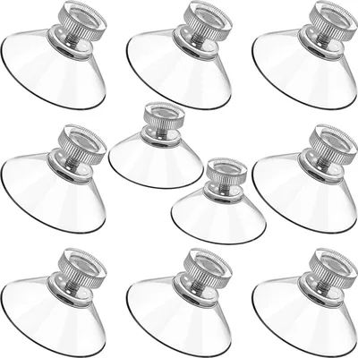 Image de 10 x ventouses à visser, ventouses filetées, fixation de ventouses en plastique PVC, ventouse transparente, ventouse isolée pour rideau pour camping-car, voiture, camionnette, camping - 25 mm