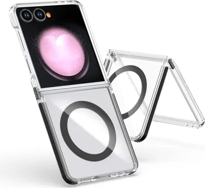 Immagine prodotto di Per Samsung Galaxy Z Flip7 Custodia MagSafe in TPU ibrido acrilico a doppio colore Nero