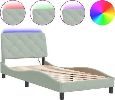 Obrázok produktu pre vidaXL Rám postele s LED bez matraca svetlosivý 90x200 cm zamat