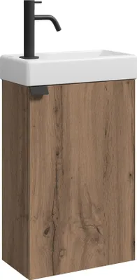 Produktbild von Badplaats Gäste-WC Waschtisch Set Apollo 40 x 22 cm Eiche Braun - Platzsparende Badmöbel Set mit Waschbecken und Unterschrank