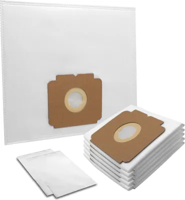 A collection of vacuum cleaner bags on a white background.