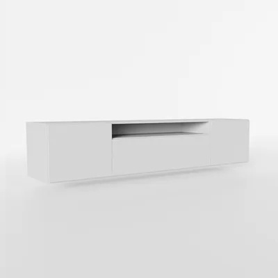 Produktbild von MEBLINI TV-Schrank 200cm Lang - Fernsehschrank - TV Lowboard Industrial - Unterschrank für Fernseher - TV-Unterschrank - TV-Schrank - Hängeschrank - LION - 200x41x40cm - Weiß Matt