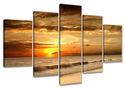 Image de Tableau sur toile, plage, coucher de soleil, mer, 200 x 100 cm