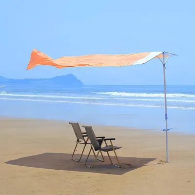 Immagine prodotto di Tenda da sole per spiaggia e esterni, UPF50+, 2,4×2,4 m, telaio in alluminio, montaggio rapido, protezione UV al 99,9%, per 2-5 persone, arancione