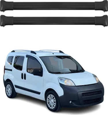 Image de Barres de toit transversales pour Peugeot Bipper 2008-2016 2 pcs en Alu Noir ABE
